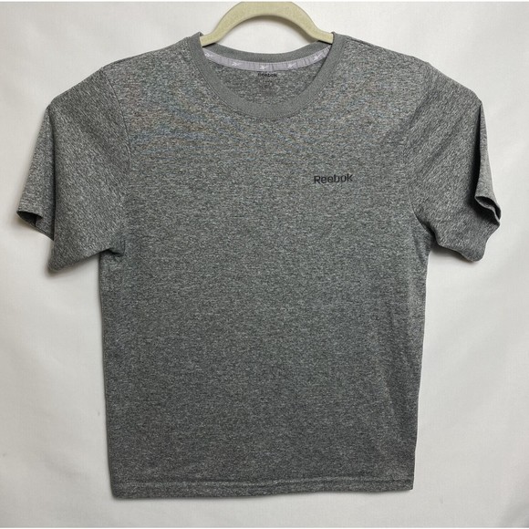 Reebok Shirt Mens Sz S Gray Crew Neck Short Sleeve Polyester Workout Gym - Picture 1 of 6